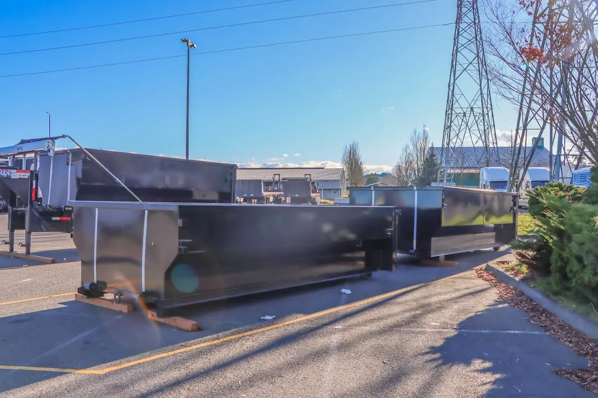 Roll-off dumpster ready for waste disposal at job site for Construction Dumpster Rental in Hickory Hills